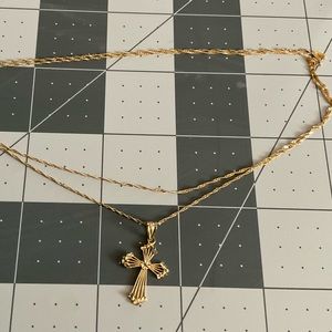 New 14 KT Gold Singapore 30” Chain with Cross pendant